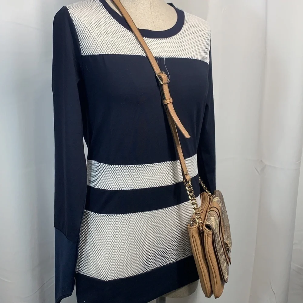 Nine West Gleam Team Faux Snakeskin Crossbody Bag - Tan/Grey/Cream, 60424769-4XE